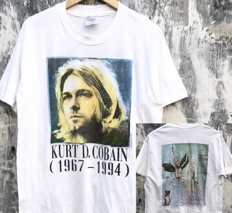 Vintage Memorial Kurt Cobain 1967-1994 Shirt Double Sides Unisex Unisex