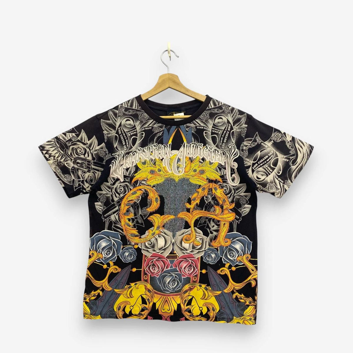 Vintage Y2K AOP Christian Audigier Ed Hardy Tatoo Crewneck Tee Size M Unisex