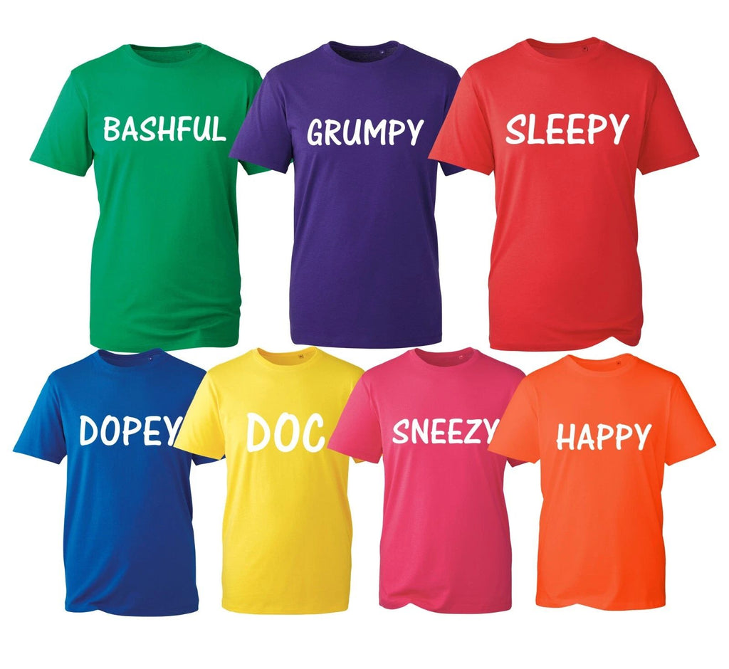 Seven 7 Dwarfs , Happy Costume Funny Dopey Bashful Unisex Kids Adults Top Unisex