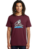 Gray-Wolf-Surfing Mens Graphic Tee, 100% Cotton, Casual Summer Wear Unisex