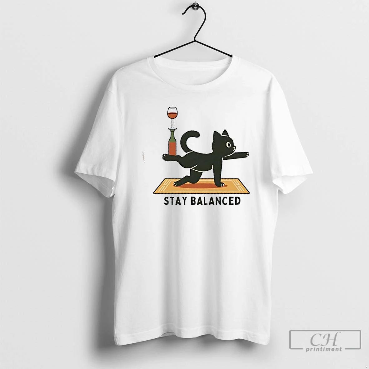 Classic Stay Balanced Cat Yoga T Shirts Unisex