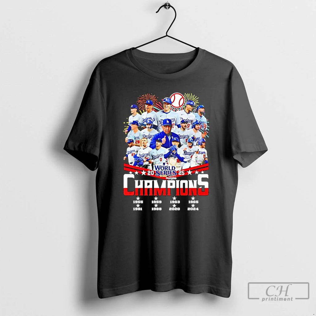 Classic Los Angeles Dodgers 2025 World Series Champions 8 Time In 2024 T Shirts Unisex
