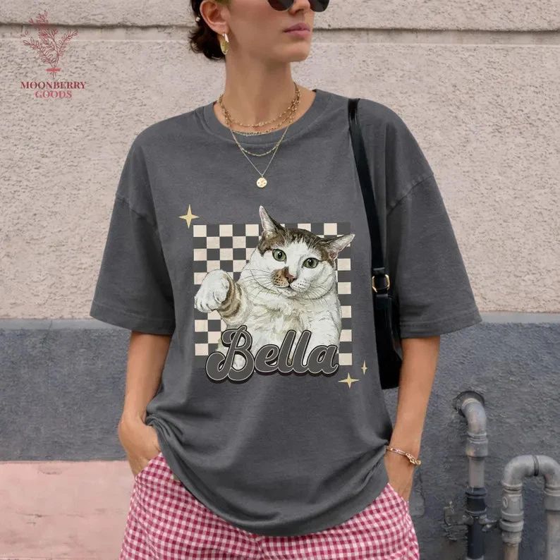 Custom Pet Portrait Photo Comfort Tee Personalized Dog Cat Lover Shirt Unisex