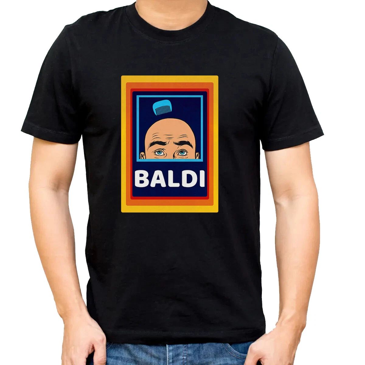 BALDI Funny Bald Person Gift Dad Xmas Birthday Present Tee Top Black Unisex