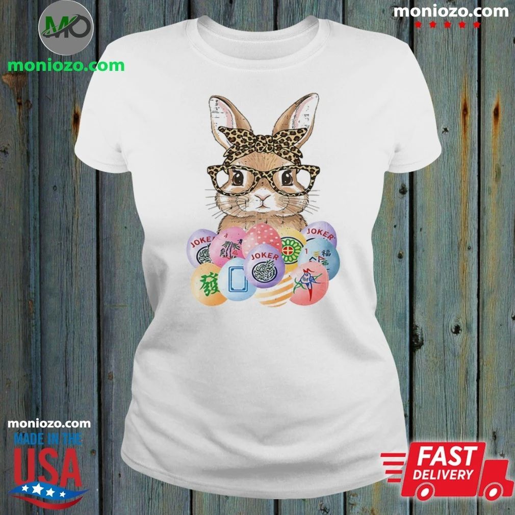 Easter Bunny Glasses Bandana Leopard Rabbit Shirt Unisex