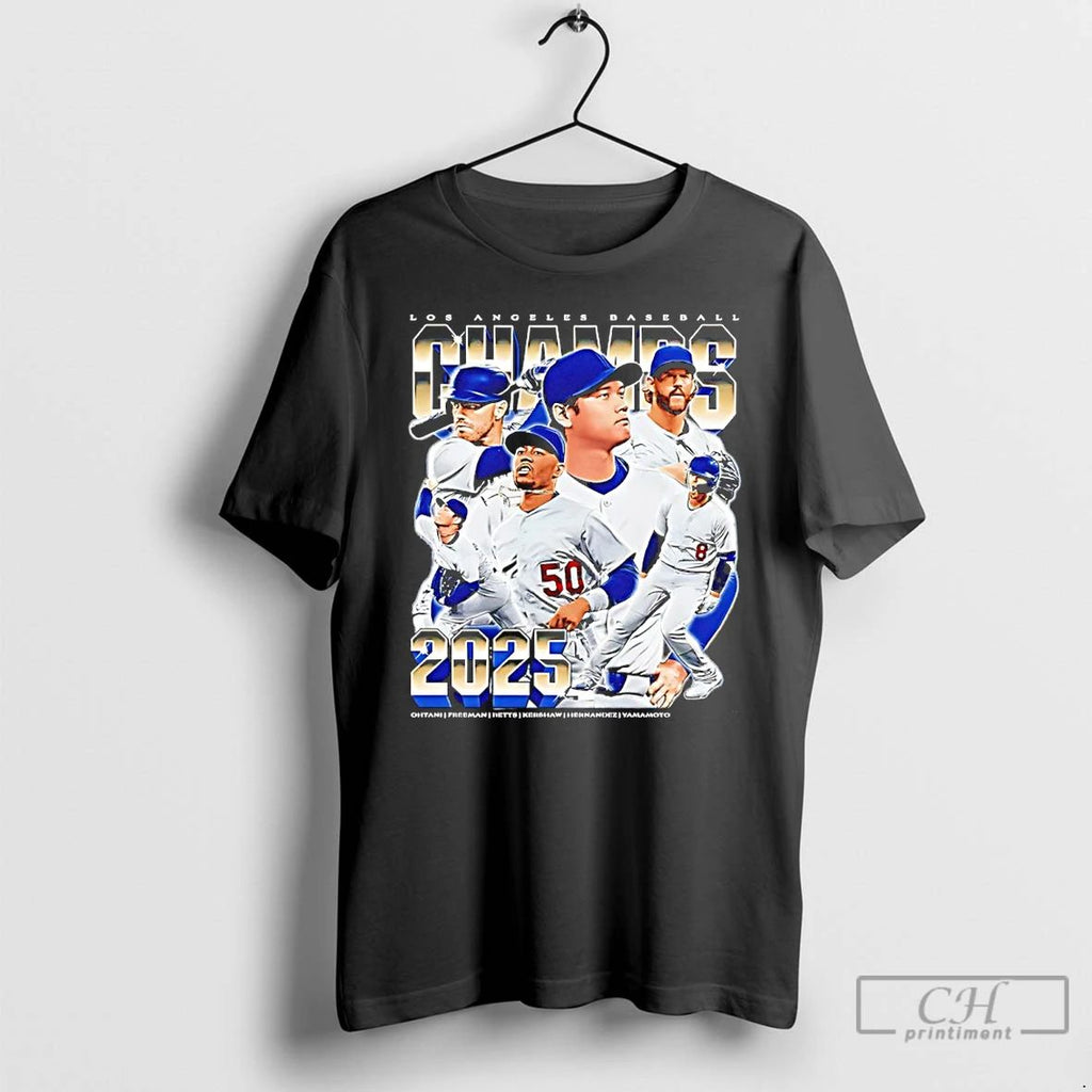 Classic Los Angeles Dodgers 2025 World Champs Player Collage Vintage T Shirts Unisex