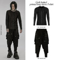 Punk Rave Gothic Knitted Printed Long Sleeve Men Simple Casual Slim Tops Unisex