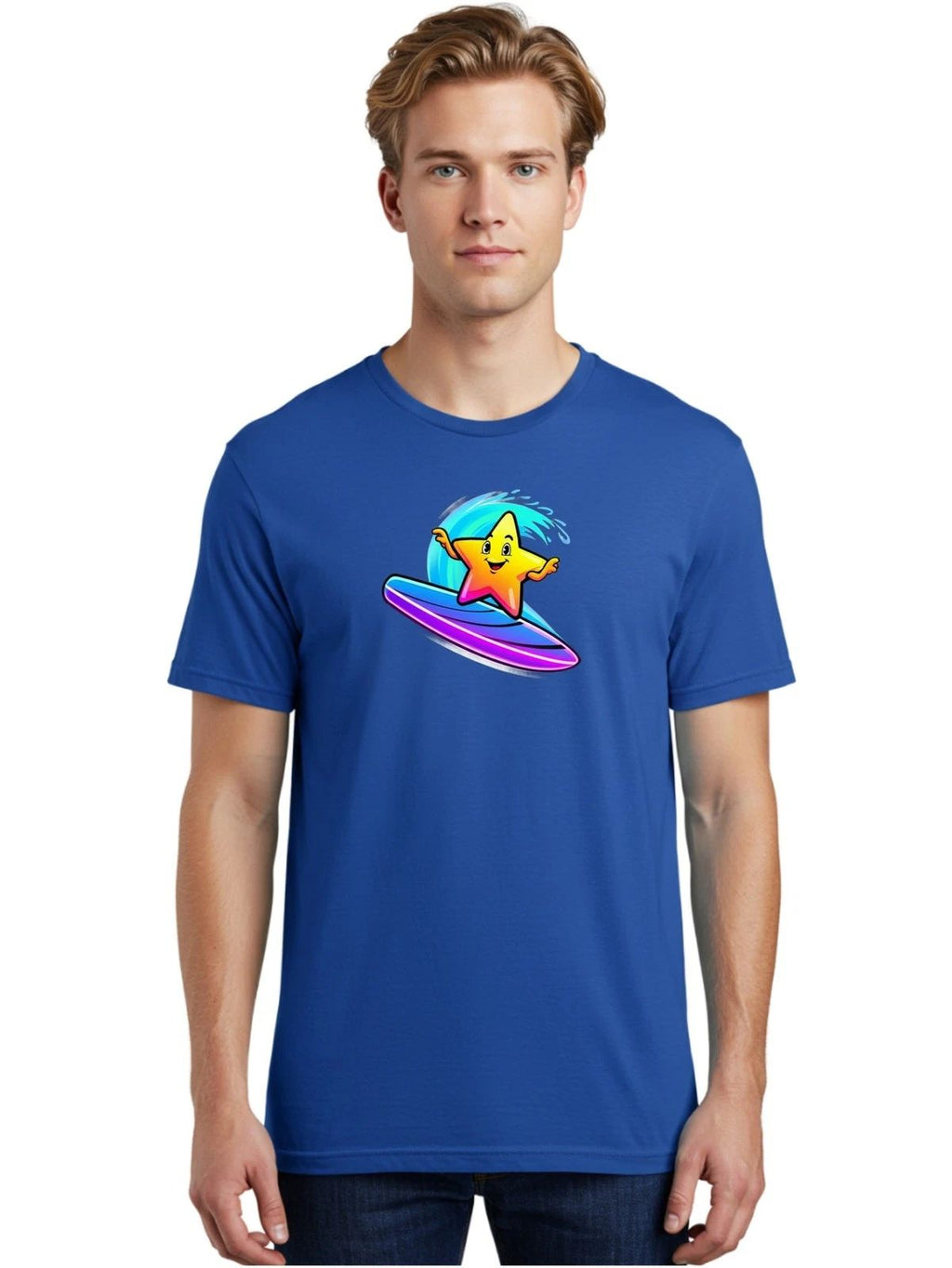 Star-Surfing Mens Graphic Tee,100% Cotton,Casual Summer Wear Unisex
