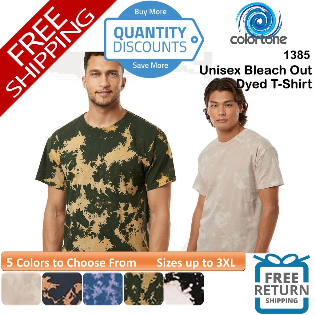 🔥 Colortone Unisex Bleach Out Dyed Cotton Short Sleeve Up To 3XL 1385 Unisex
