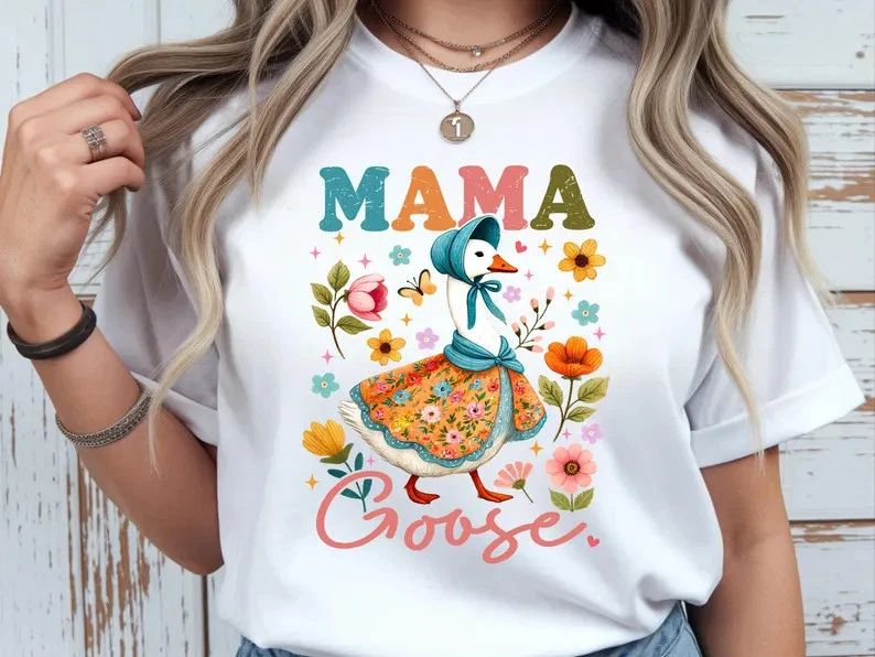 Mama Goose Floral Mom Cute Comfort Tee Unisex