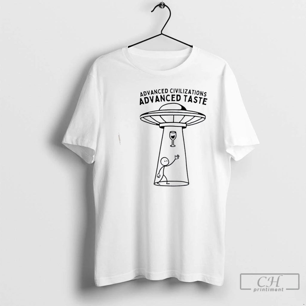 Classic Ufo Alien Wine Abduction Advanced Civilizations Advanced Taste T Shirts Unisex