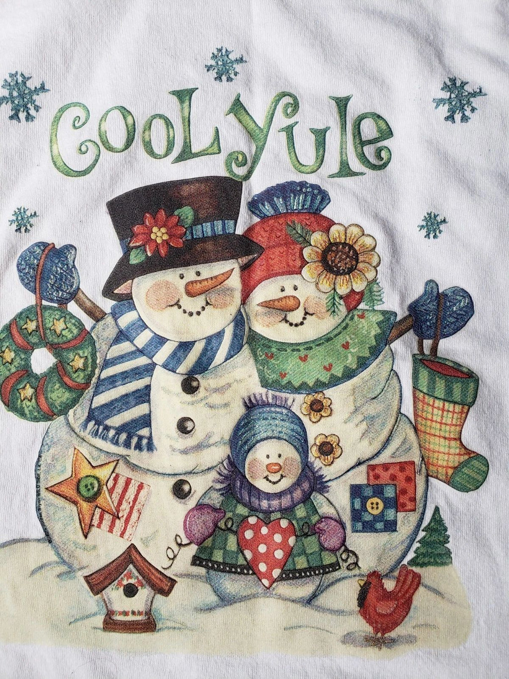 Vintage Christmas Cool Snowman Family Cotton By Jerzees Size XL Unisex