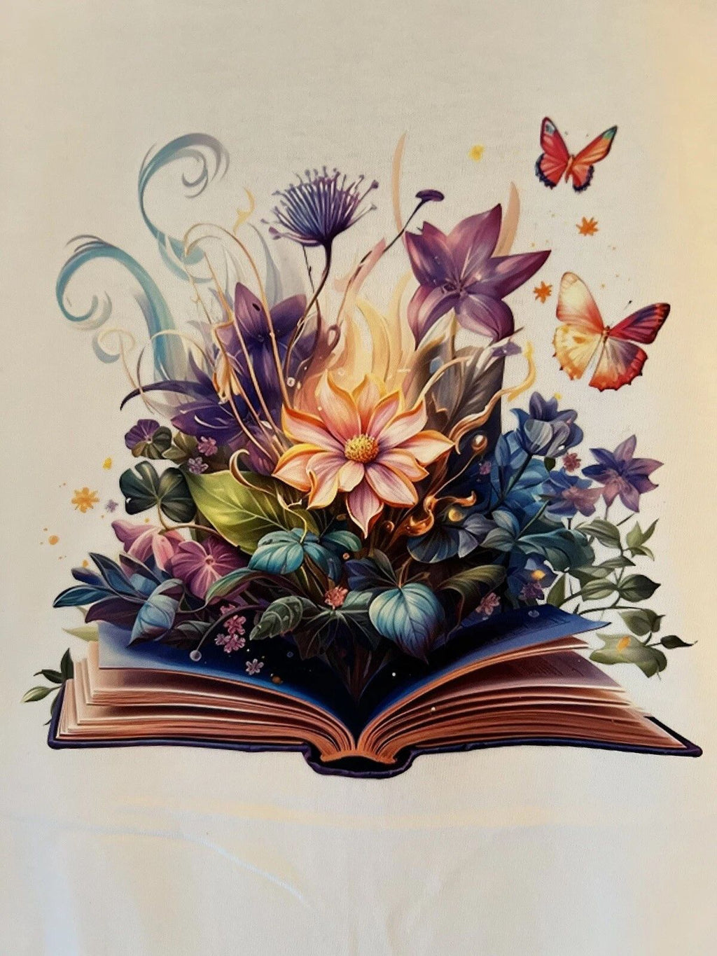Graphic Flower Book Fantasy White Large Unisex