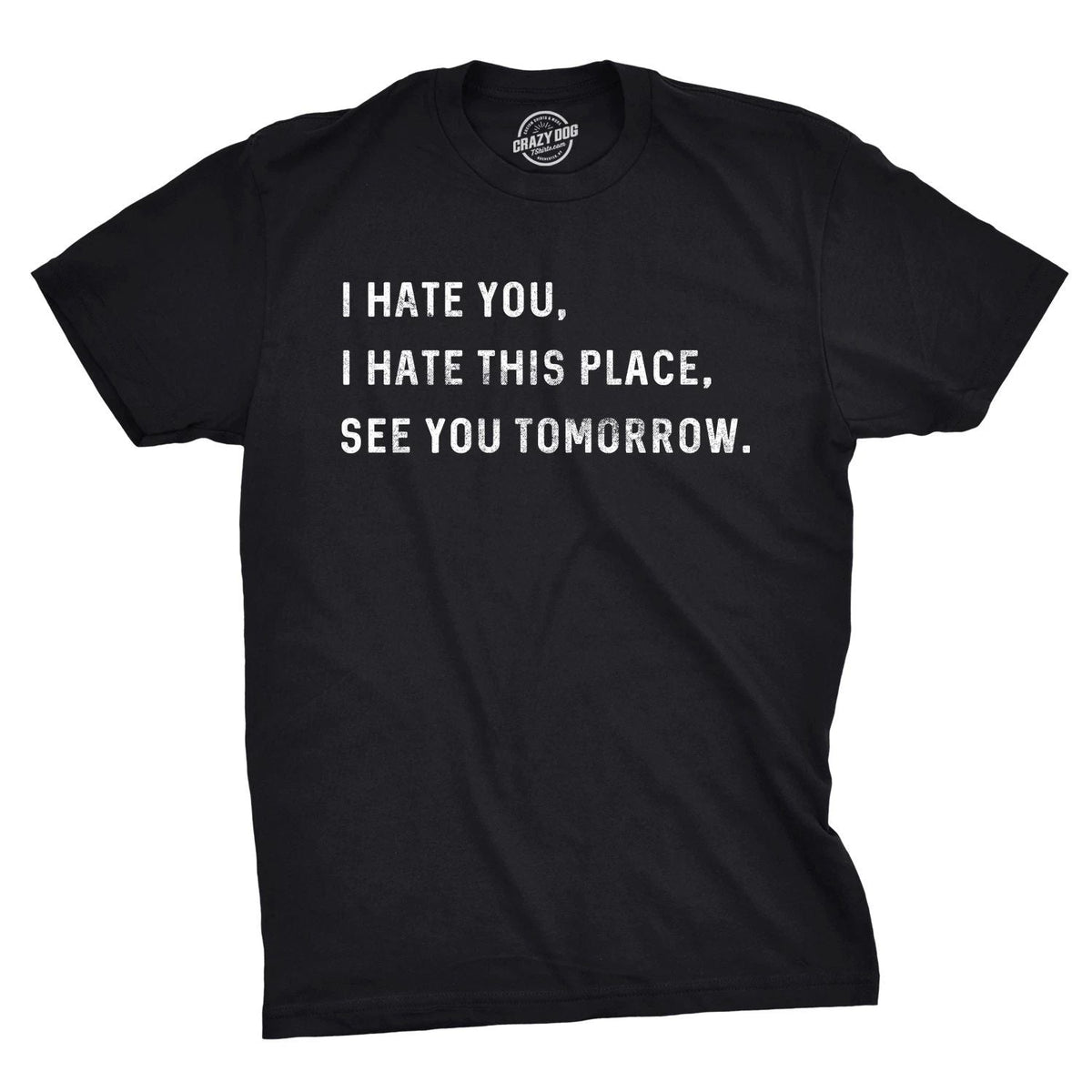 Mens I Hate You I Hate This Place See You Tomorrow T Shirt Funny Sarcastic Tee Unisex