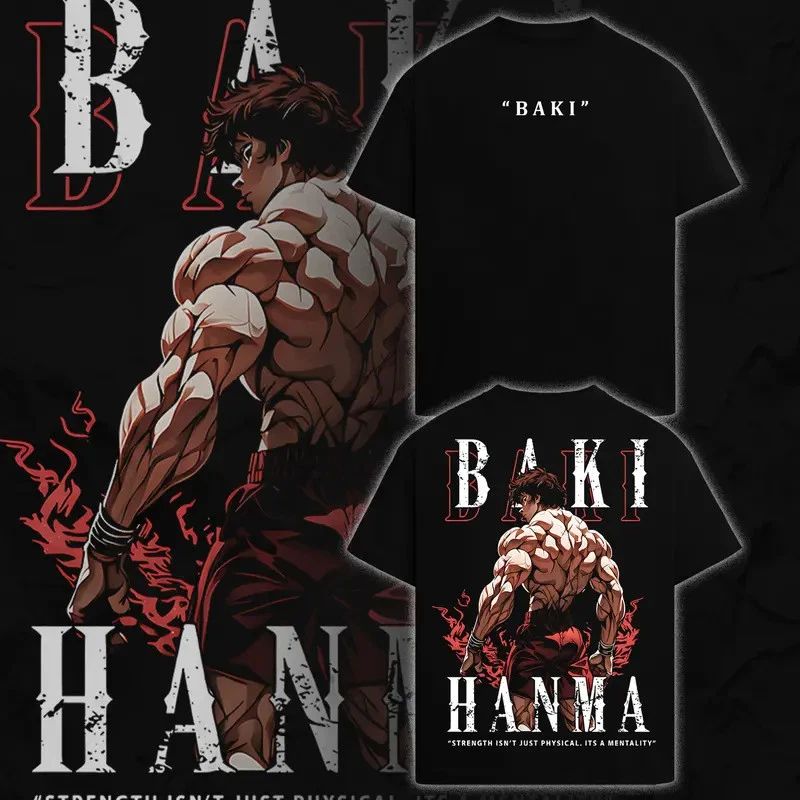 Baki Hanma Pump Cover Gym Graphic Tee Dark Anime Streetwear Unisex