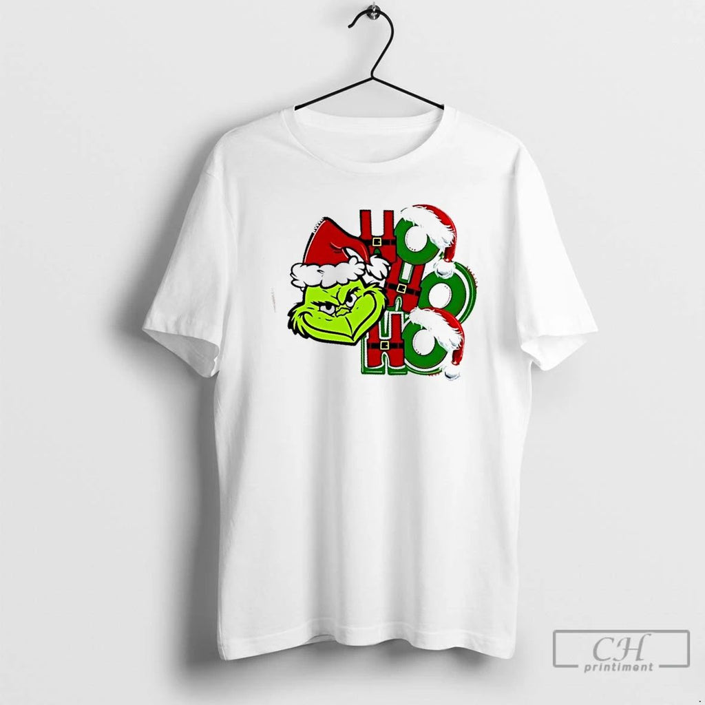 Classic Grinch Ho Ho Ho Santa Hat Merry Christmas T Shirts Unisex