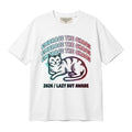 Funny Cat Embrace The Chaos Lazy But Aware Retro Glitch Graphic Tee Unisex
