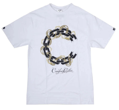 ""Crooks & Castles Gold Chain White : Cutting Edge Streetwear for Men" Unisex
