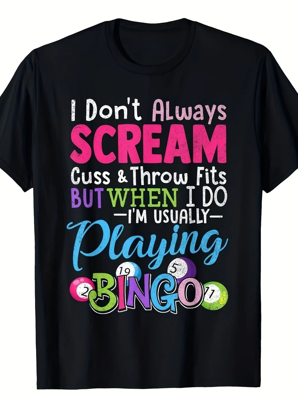 Men's Funny Bingo Night Out T Shirt Retro Bingo Ball & Lettering Graphic Print Unisex