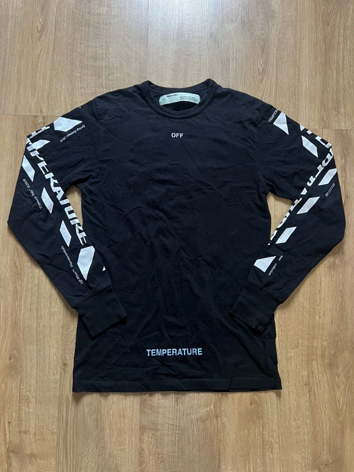 OFF-WHITE/DIAG TEMPERATURE/Long-sleeve /S/Cotton Unisex
