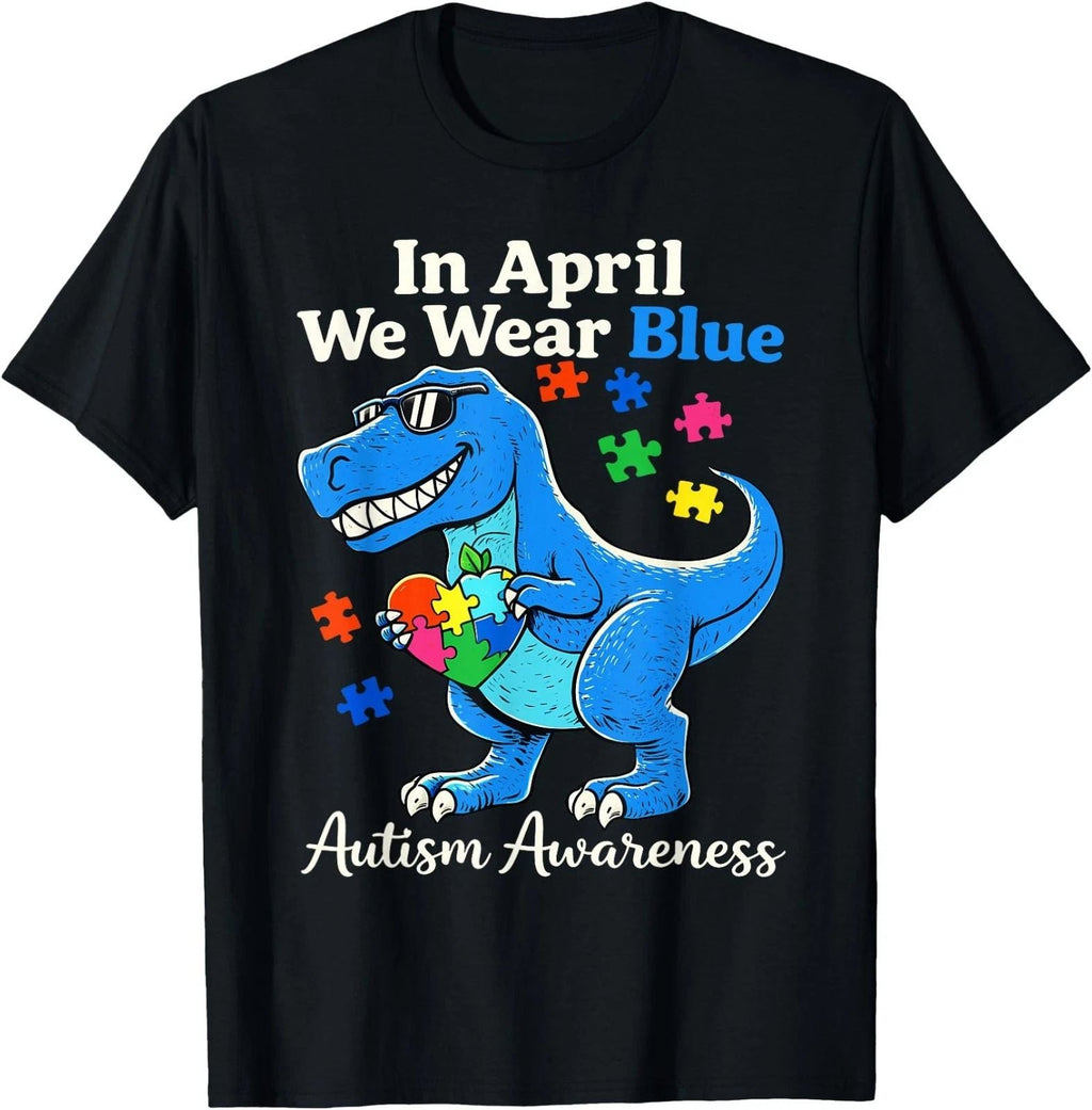 Funny T Rex with Puzzle Autistic Autism Awareness Men Boys Kid Adult Unisex