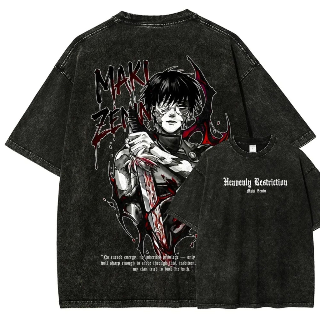 Jujutsu Kaisen Maki Zenin Heavenly Restriction Vintage Wash Anime Tee Unisex