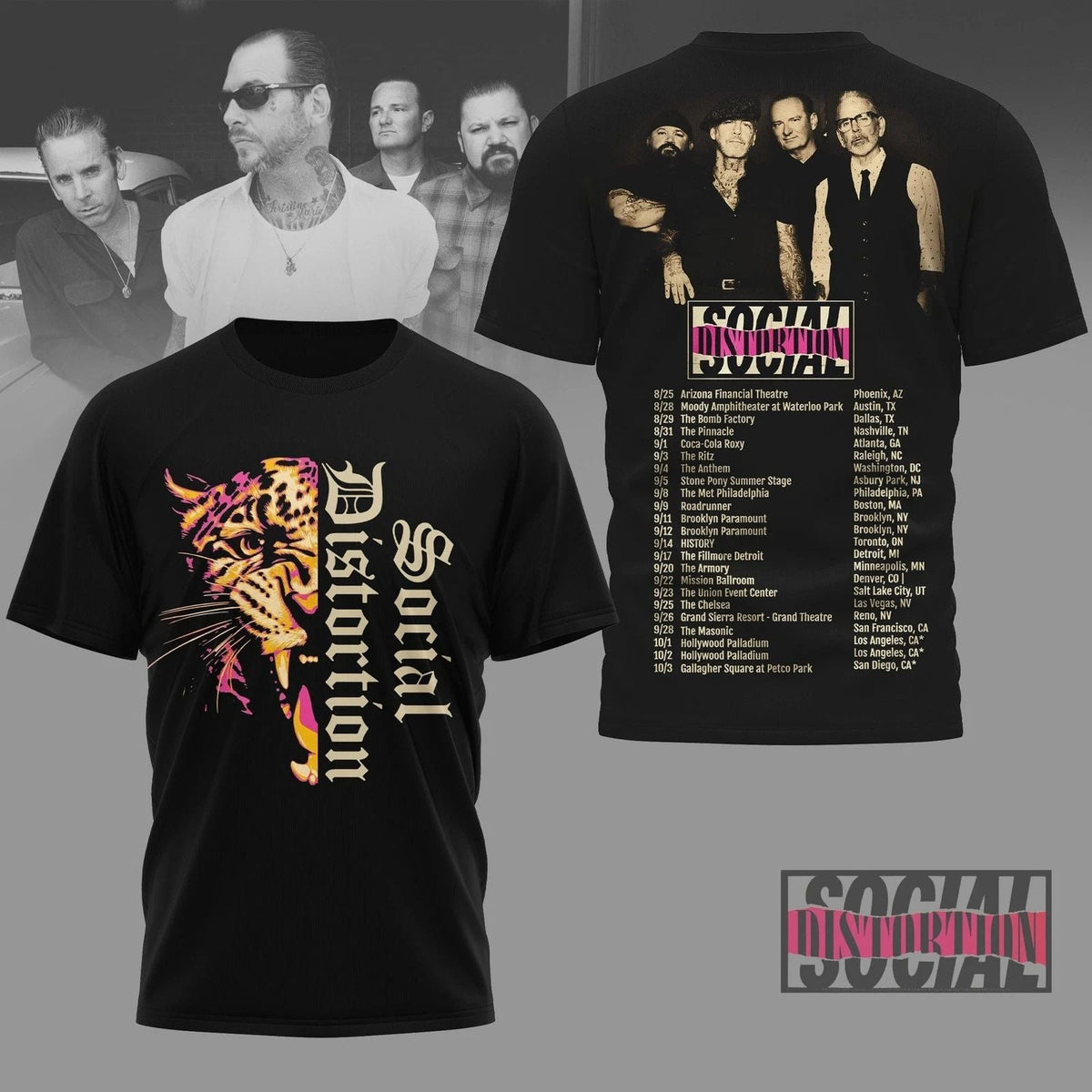 Social Distortion Tour Punk Rock Band Concert Tour Dates Black Tee S-4XL Unisex