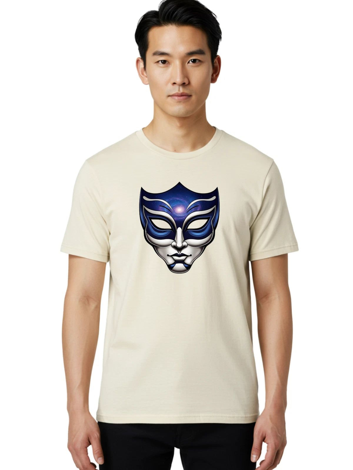 Galactic-Mask Mens Graphic Tee, 100% Cotton, Casual Summer Wear Unisex