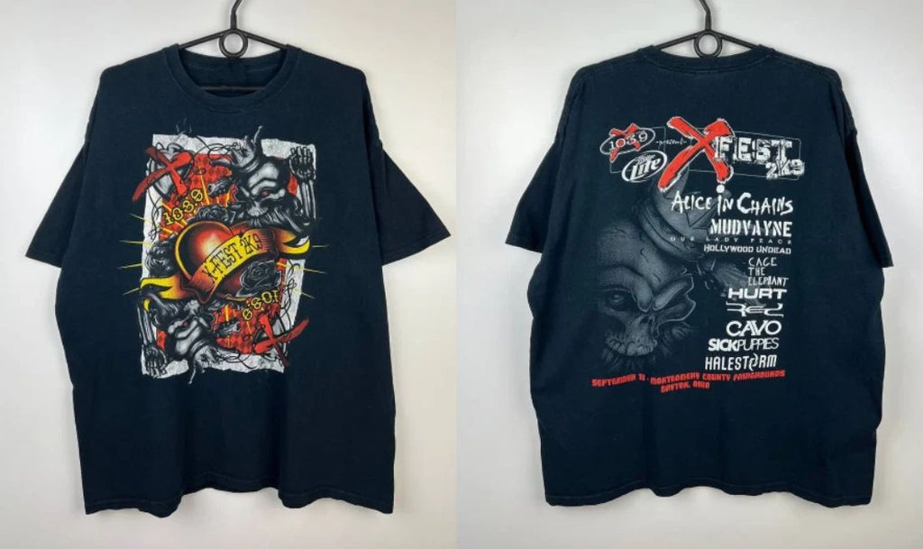 2009 X-Fest Alice In Chains Vintage Band Graphic Concert Tee USA S-5XL Unisex