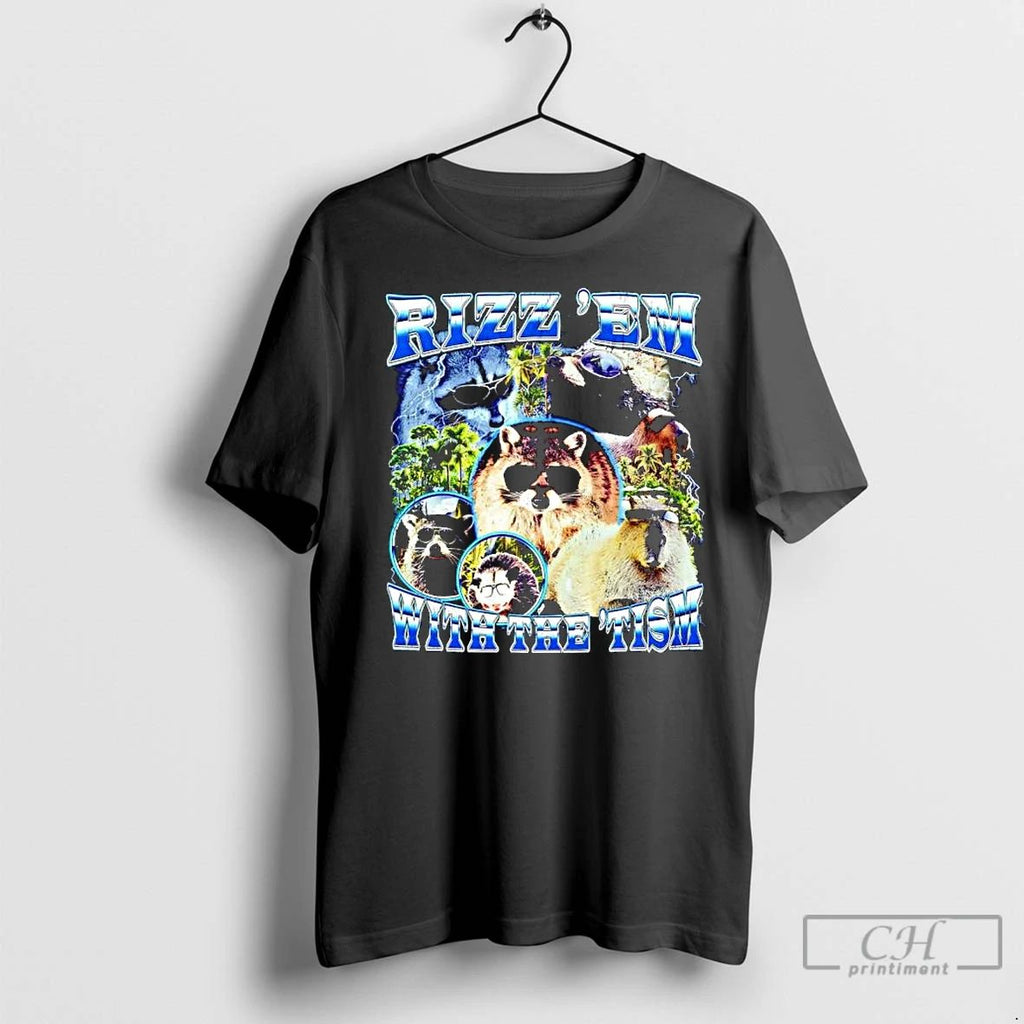 Premium Rizz Em With The Tism Raccoons Capybara Opossum Sunglasses Graphic Unisex