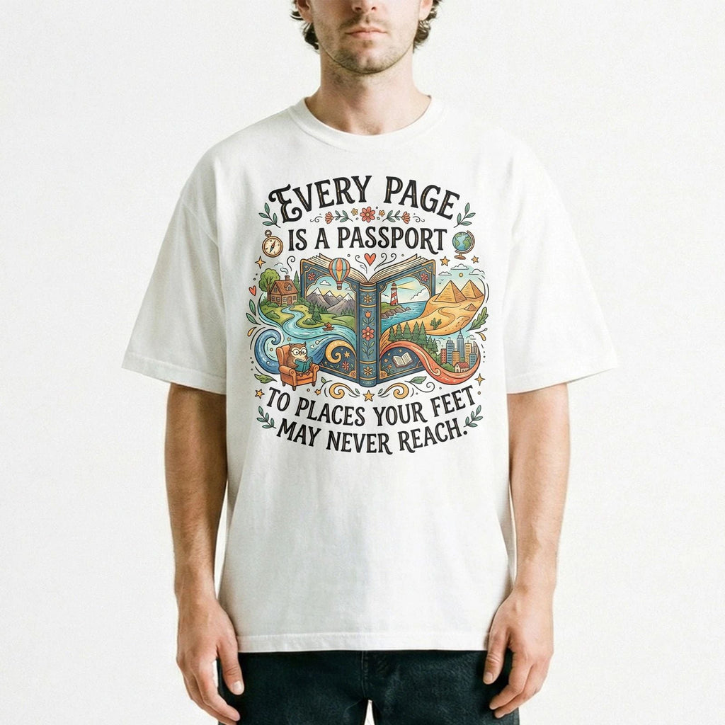 Open Book World Travel Vintage Graphic Reader Explorer Journey Gift Tee Unisex