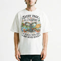 Open Book World Travel Vintage Graphic Reader Explorer Journey Gift Tee Unisex