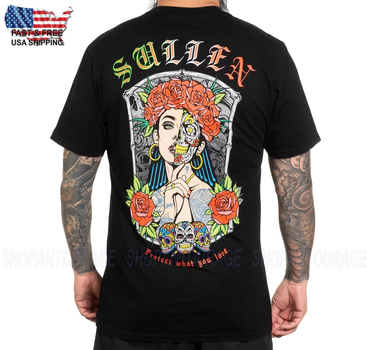 Sullen Art Collective Sugar Skull Premium SCM6511 Short Sleeve for Men Unisex