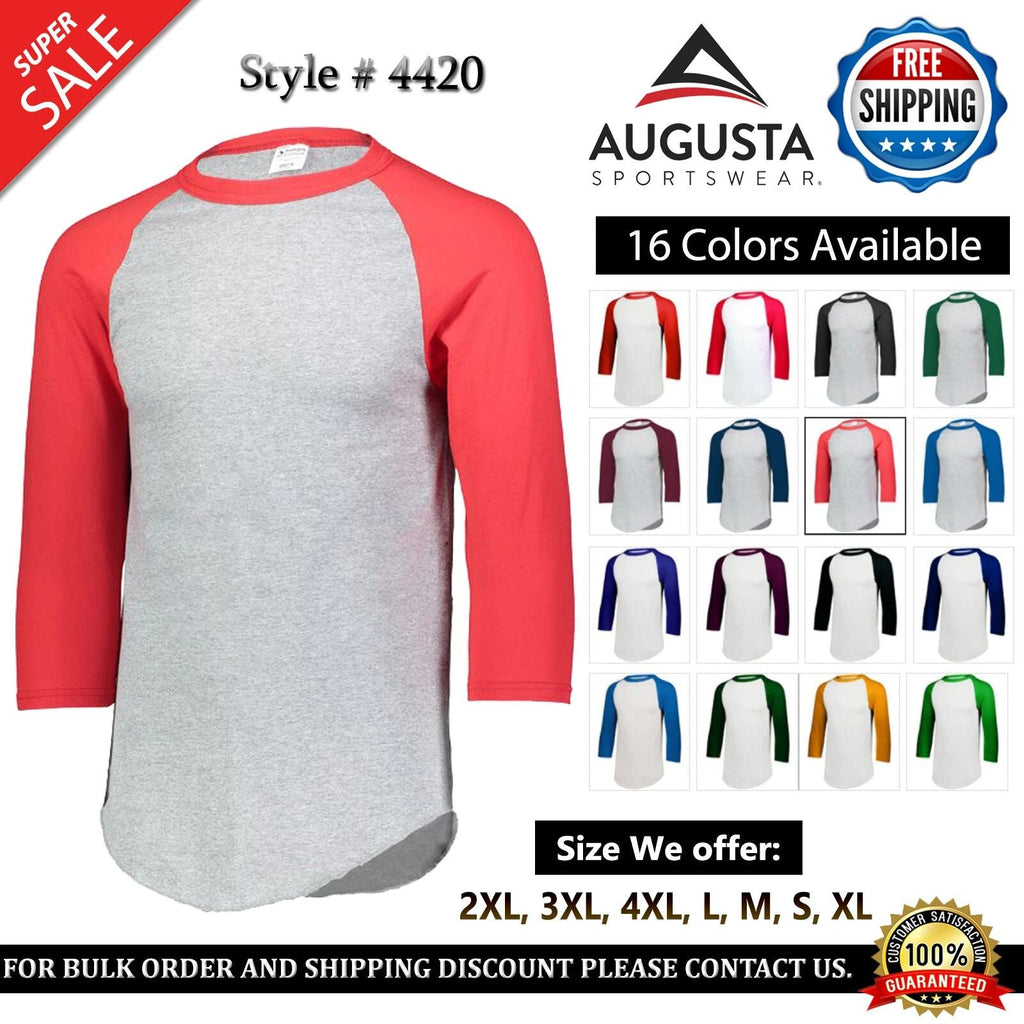 Augusta Sportswear 4420 Mens Baseball Jersey Sports Raglan Stylish Tee Unisex