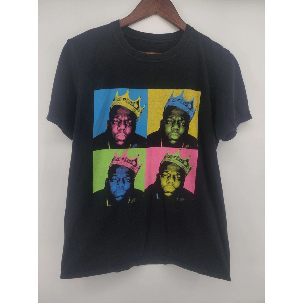 Black Notorious BIG Crown Pop Art T Shirt Men Graphic Tee Medium Unisex