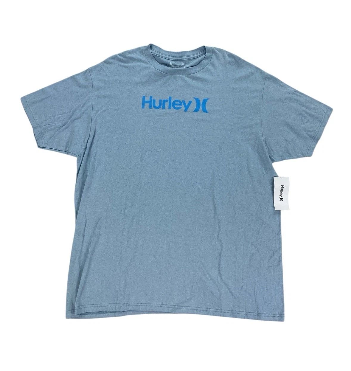 NEW Hurley Logo Short Sleeve Graphic Mens T Shirt Tee Light Blue Surf Size XL Unisex