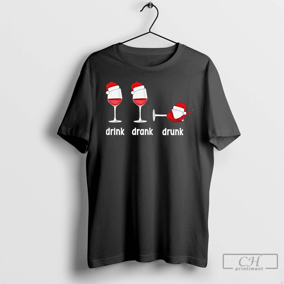 Premium Christmas Wine Grammar Verb Conjugation Party T Shirts Unisex