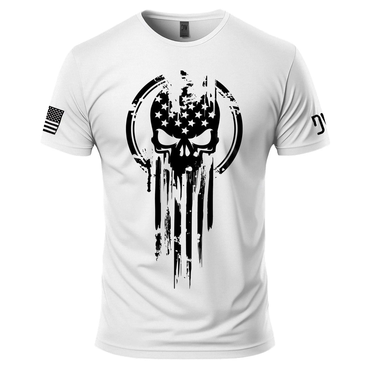 American Warrior Skull Military Patriotic Tee 100% Cotton S-3XL Unisex