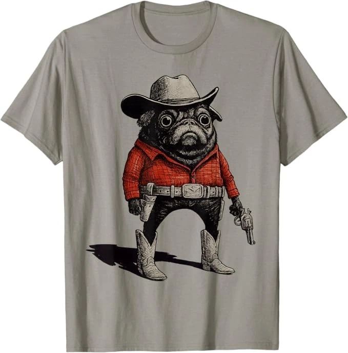 Cowboy Pug Dog Funny Western Outfit Red Pug Cowboy Meme Unisex