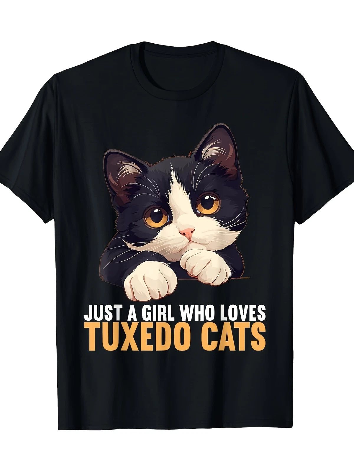 Women'S Just A Who Likes Tuxedo Cats Graphic - 100% Soft Casual Short Unisex