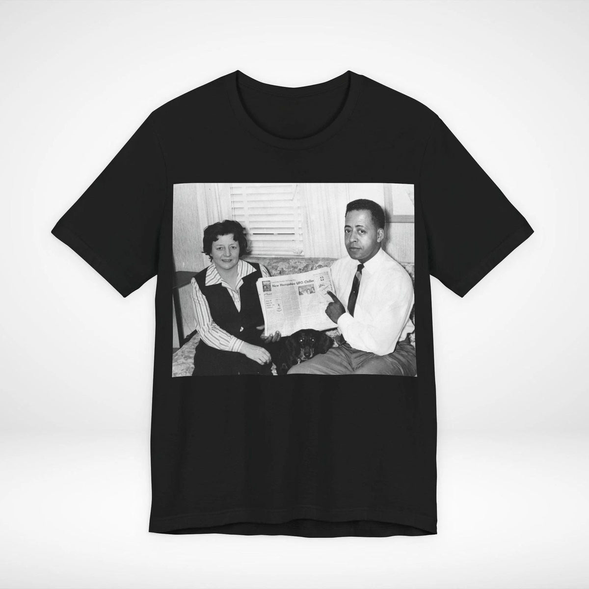 Barney Betty Hill UFO UAP Alien Case Graphic Tee Black S-5XL Unisex