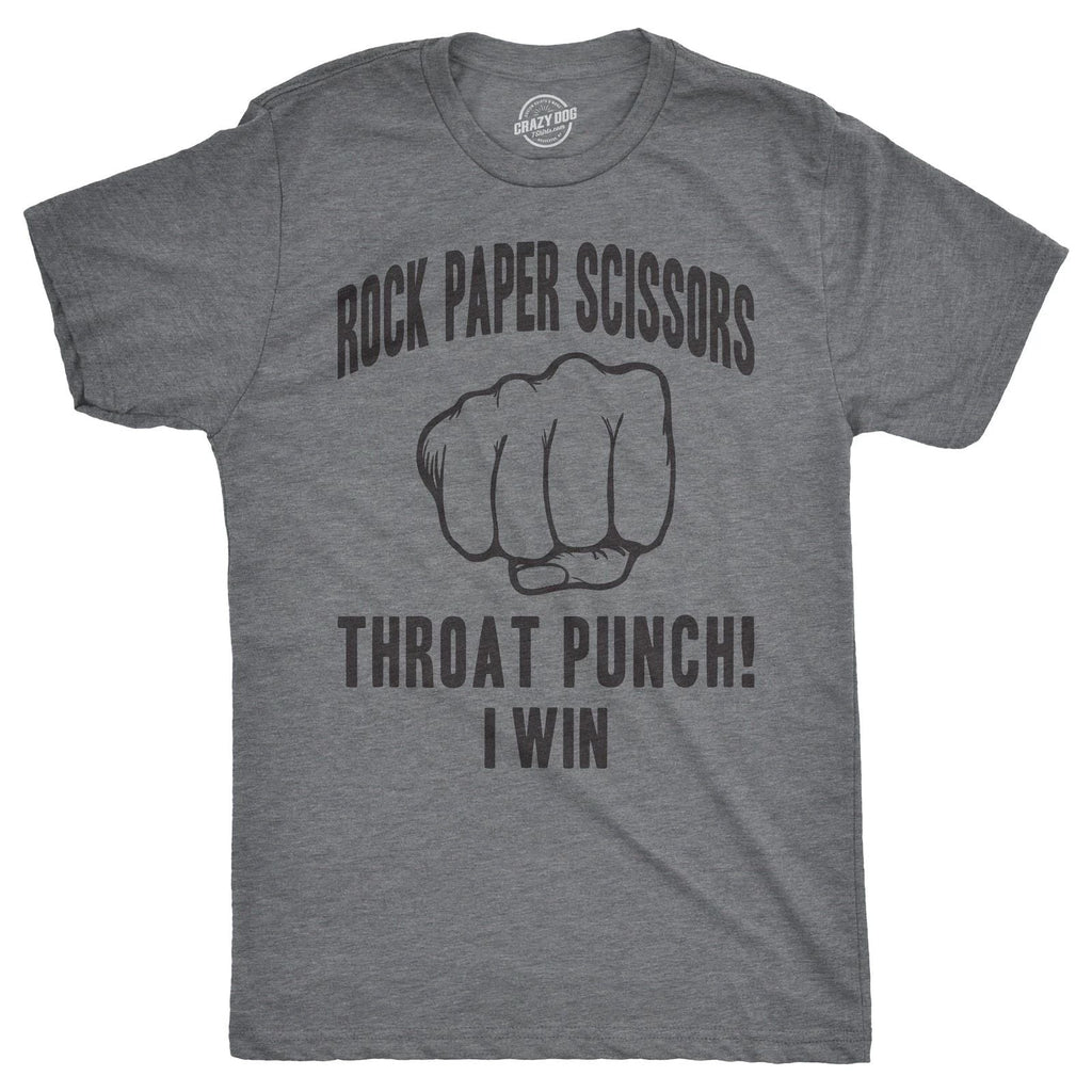 Mens Rock Paper Scissors Throat Punch T shirt Funny Sarcastic Hilarious Novelty Unisex