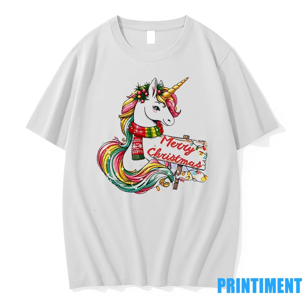 Merry Christmas Rainbow Unicorn Holiday Lights Tshirts Sweater Unisex