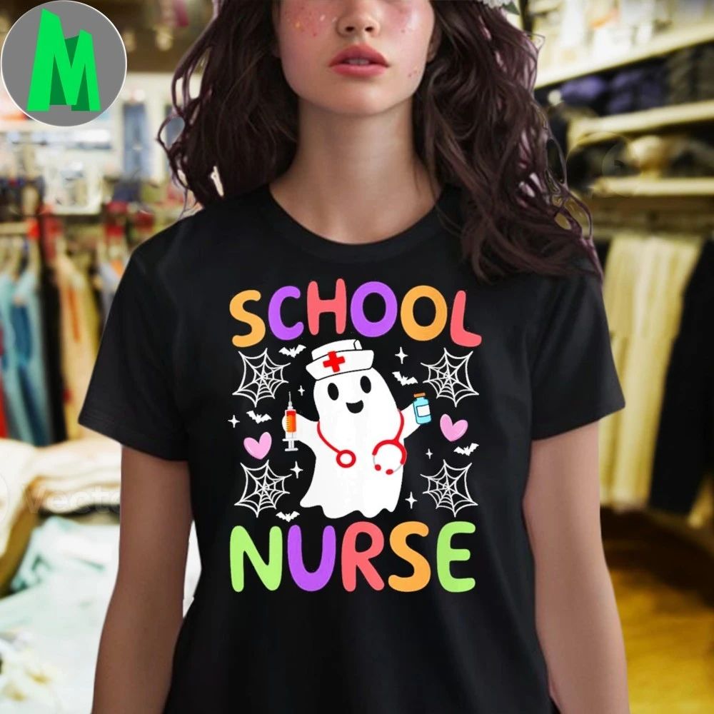 Women’s School Nurse Spooky Ghost Funny Halloween Nurse Costume 2025 Shirt Unisex