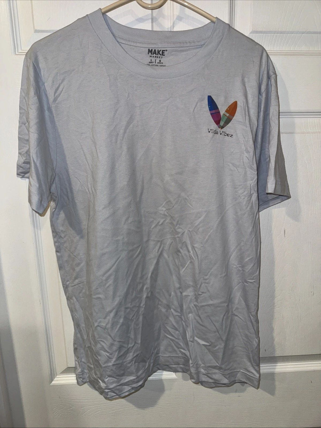 Make Market Mens Gray Short Sleeve Shirt Size Large Vilda Vibez Surfing Unisex