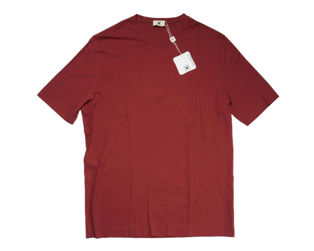 Kired by Kiton $250 Crepe Cotton Short Sleeve Brick Red Slim L (52 IT) Unisex
