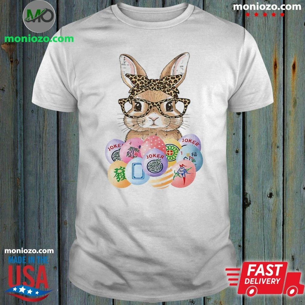Easter Bunny Glasses Bandana Leopard Rabbit Shirt Unisex
