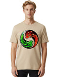 Yin-Yang-Dragons Mens Graphic Tee, 100% Cotton, Casual Summer Wear Unisex