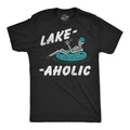 Mens Funny T Shirts Lake Aholic Sarcastic Vacation Graphic Novelty Tee for Men Unisex