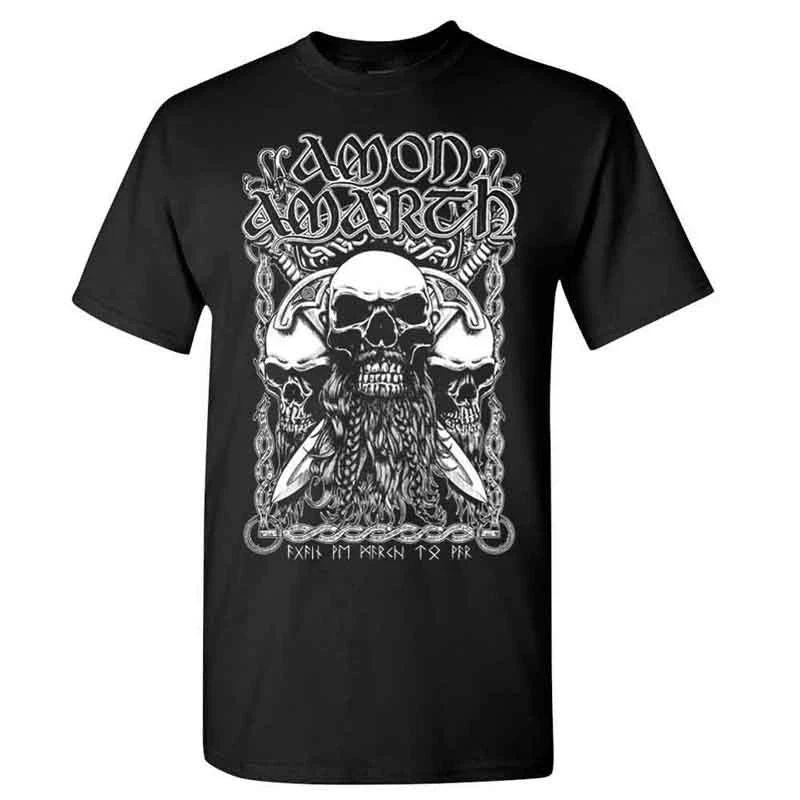 New Authentic Amon Amarth Bearded Skull Viking Metal Band Black & White Unisex
